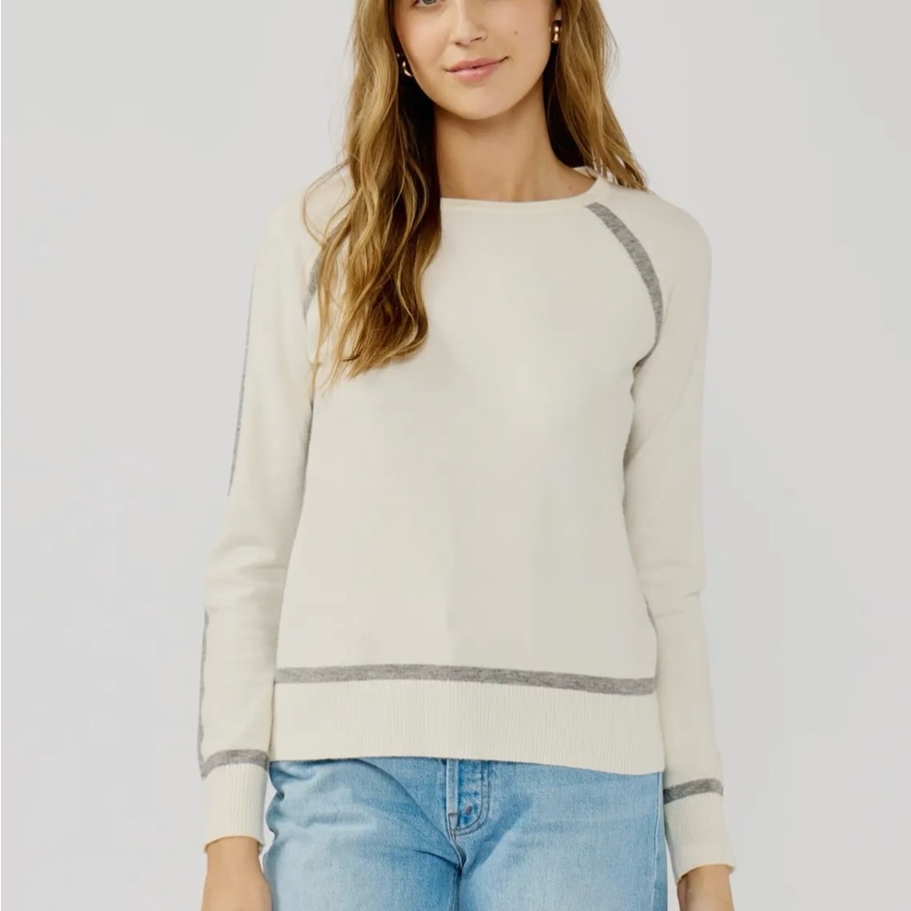 Chic Cream and Gray Women's Sweater